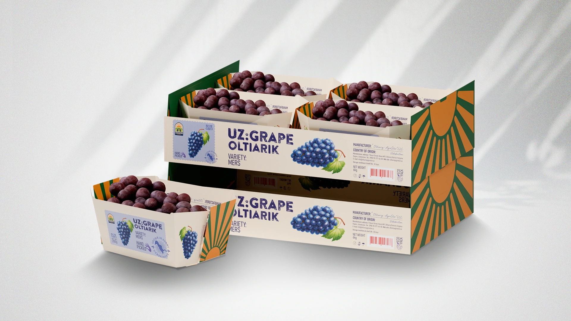 UzAgroStar — дизайн упаковки для экспорта фруктов и овощей